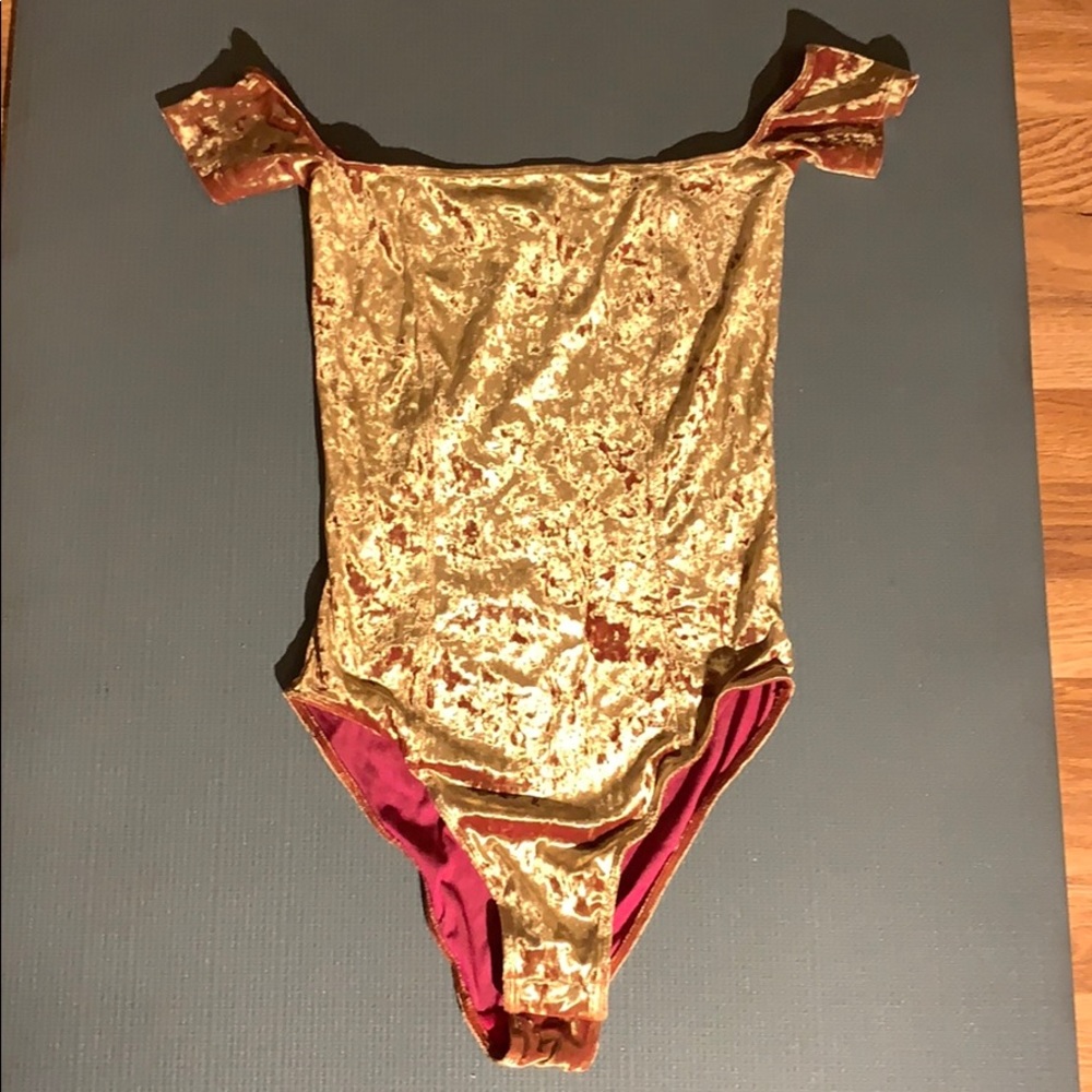 Urban Outfitters gold, velvet, bodysuit